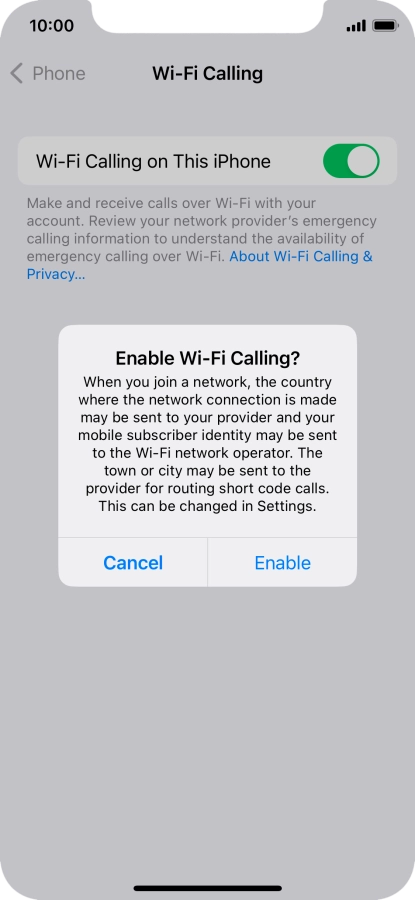 If you turn on the function, press Enable.
