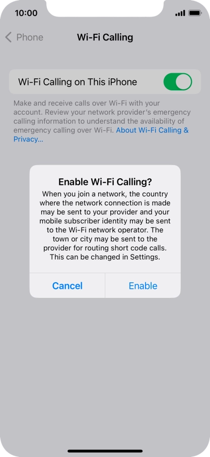 If you turn on the function, press Enable.