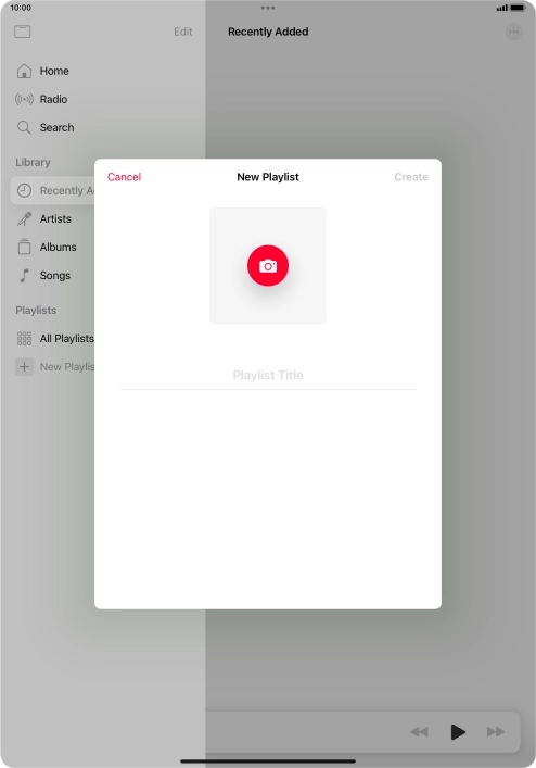 Press the text input field and key in a name for the playlist. Press the text input field and key in a name for the playlist.