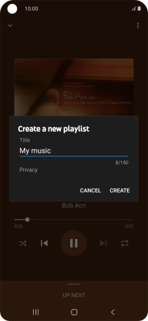 Key in a name for the playlist and press CREATE.