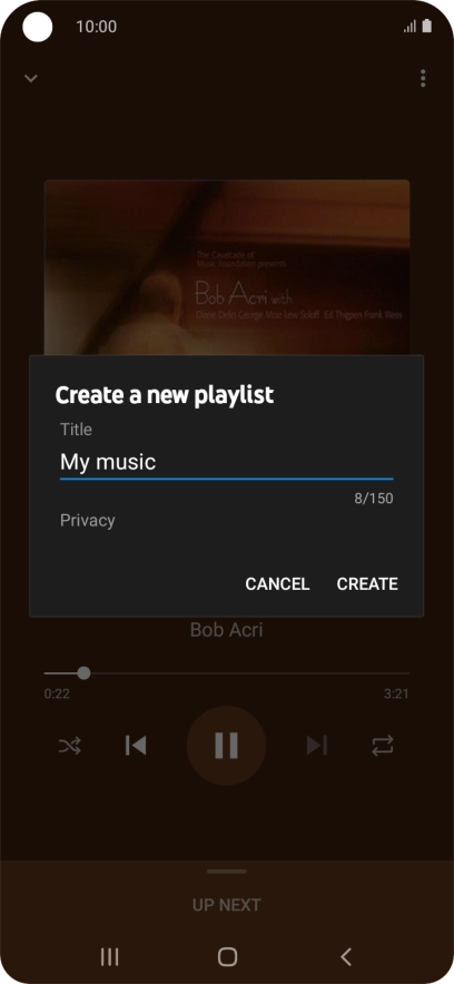 Key in a name for the playlist and press CREATE.