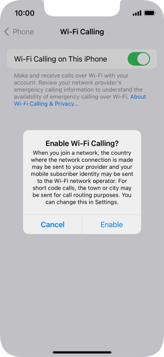 If you turn on the function, press Enable.