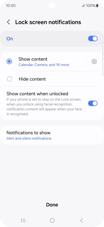 Press the required settings to turn them on or off.