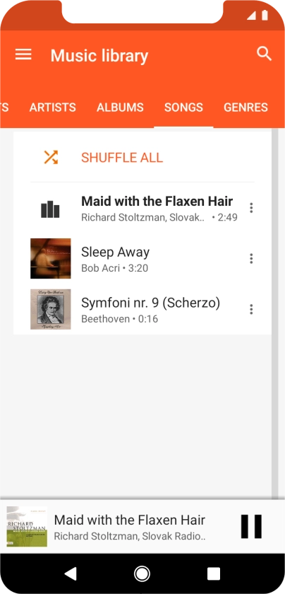 Press the song title at the bottom of the screen.