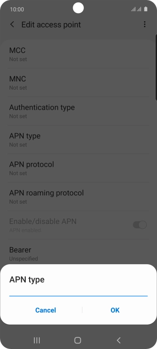 Key in default and press OK.
