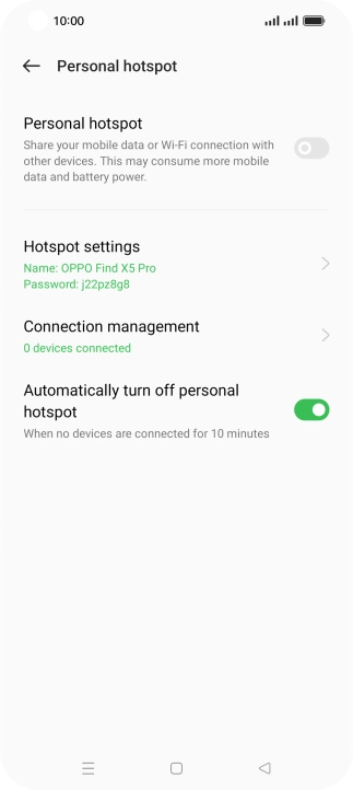 Press Hotspot settings.