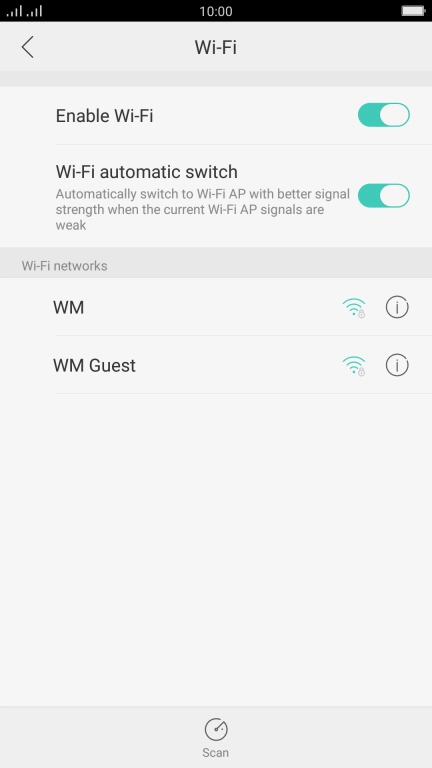 Press the required Wi-Fi network.