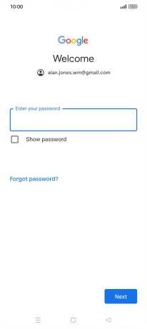 Press Enter your password and key in the password for your Google account.