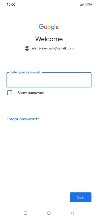 Press Enter your password and key in the password for your Google account.