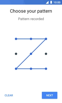 Slide your finger across the screen to connect at least four points and press NEXT.