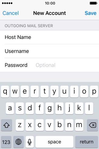 Press Password and key in the password for your email account.