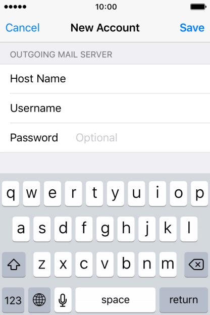 Press Password and key in the password for your email account.