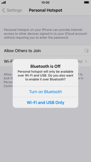 If Wi-Fi is turned on, press Wi-Fi and USB Only.