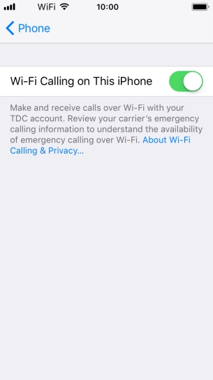 When Wi-Fi calling is active, the text 