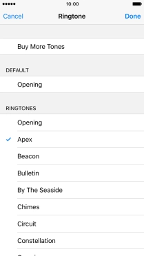 Once you've found a ring tone you like, press Done.