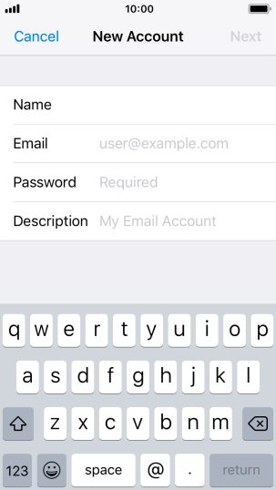 Press Email and key in your email address.