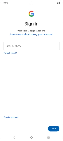 If you don't have a Google account, press Create account and follow the instructions on the screen to create an account.