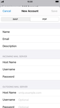 Press Host Name and key in the name or IP address of your email provider's outgoing server. Please note that if you can't send email messages when using your email provider's outgoing server, key in smtp.vodafone.net.au (Vodafone's outgoing server).