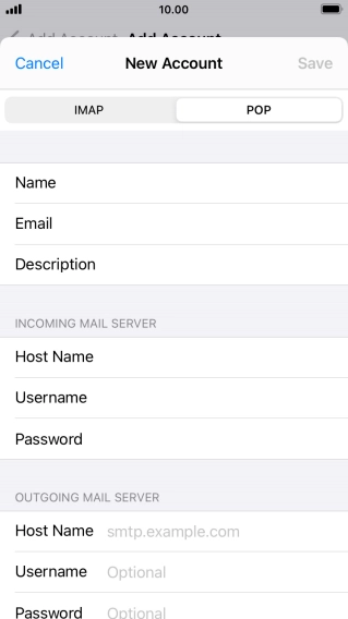Press Host Name and key in the name or IP address of your email provider's outgoing server. Please note that if you can't send email messages when using your email provider's outgoing server, key in smtp.vodafone.net.au (Vodafone's outgoing server).