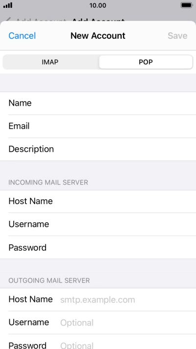 Press Host Name and key in the name or IP address of your email provider's outgoing server. Please note that if you can't send email messages when using your email provider's outgoing server, key in smtp.vodafone.net.au (Vodafone's outgoing server).