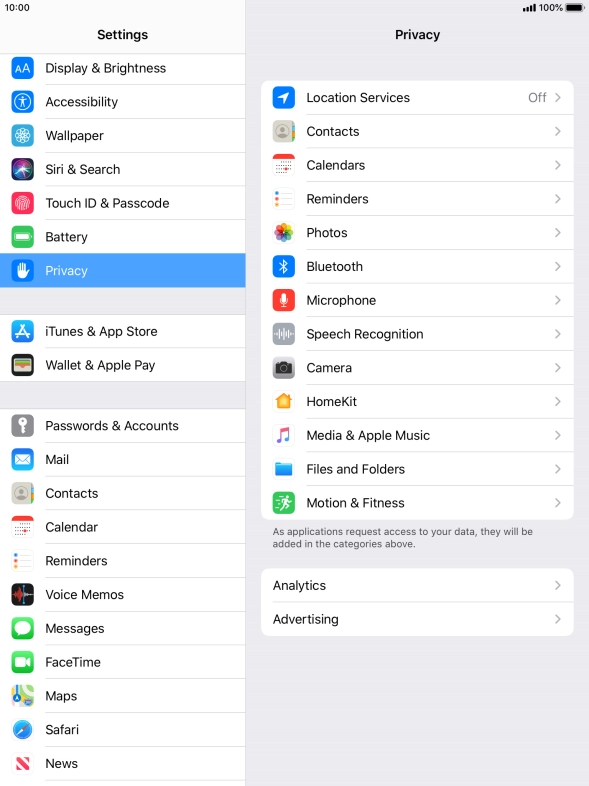 Press Location Services.