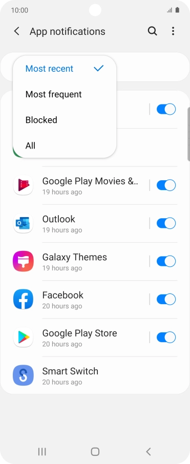 Press the required setting. Press the required setting.