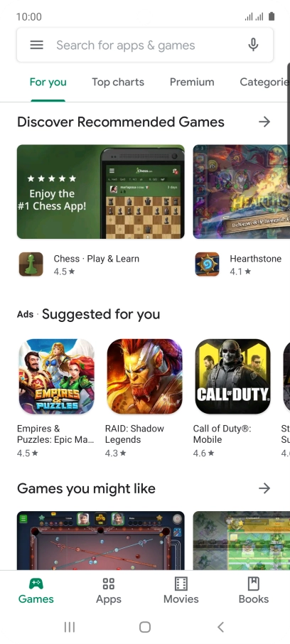 Press the search field.