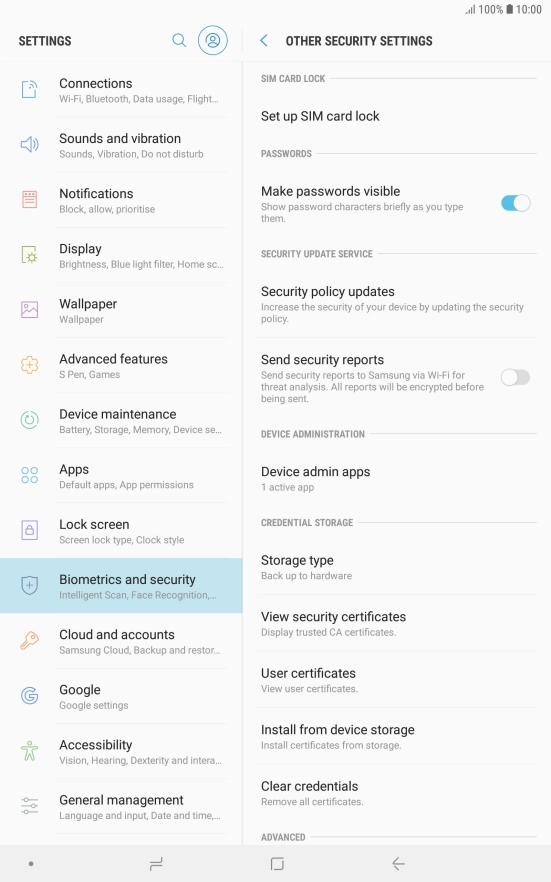 Press Set up SIM card lock. Press Set up SIM card lock.