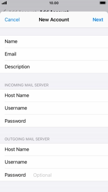Press Password and key in the password for your email account. Please note that if you're using Vodafone's outgoing server, leave the password field empty. Press Password and key in the password for your email account. Please note that if you're using Vodafone's outgoing server, leave the password field empty.