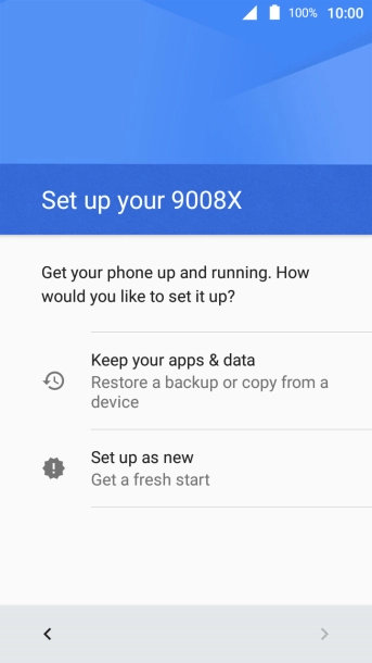 You can transfer the contents of another phone to your phone when it's activated for the first time and after a factory reset. When this screen is displayed, your phone is ready to transfer contents from another phone.