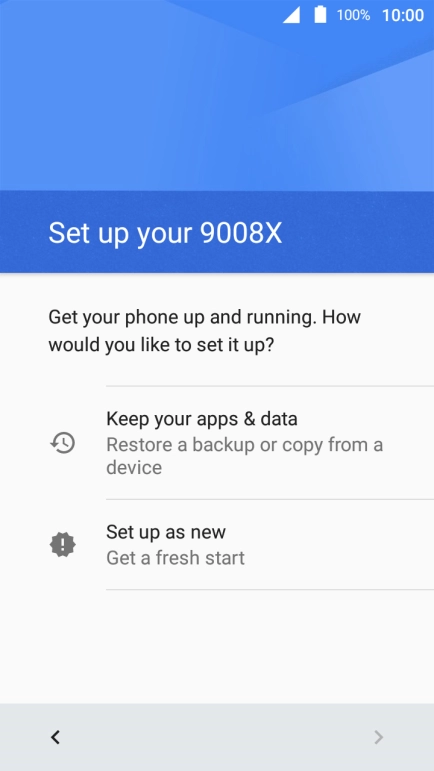 You can transfer the contents of another phone to your phone when it's activated for the first time and after a factory reset. When this screen is displayed, your phone is ready to transfer contents from another phone.
