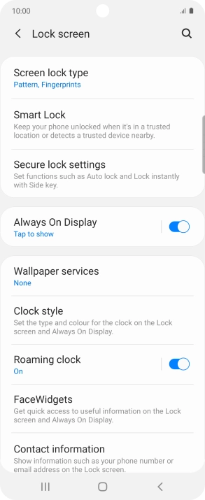 Press Screen lock type and key in the additional phone lock code you created earlier.