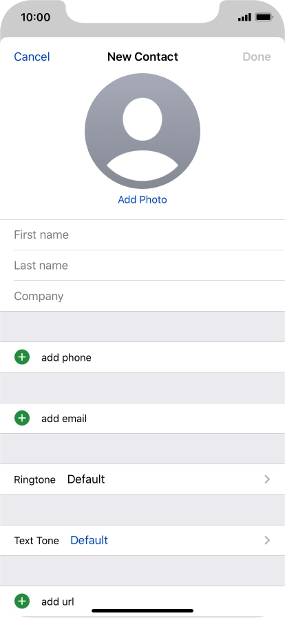 Press First name and key in the first name.