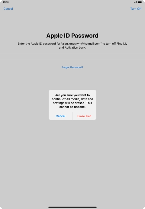 Press Erase iPad. Wait a moment while the factory default settings are restored. Follow the instructions on the screen to set up your tablet and prepare it for use.