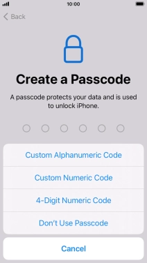 Follow the instructions on the screen to turn on use of phone lock code or press Don't Use Passcode.
