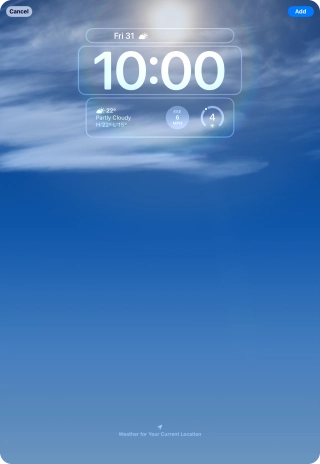 To customise the way the lock screen date is displayed, press the date widget and follow the instructions on the screen to select the required widget display mode.