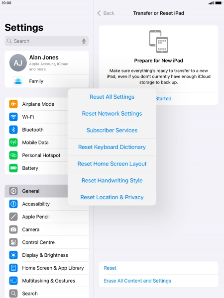 Press Reset All Settings. Press Reset All Settings.