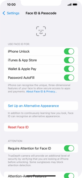 Press the indicators next to the required settings to turn them on or off.