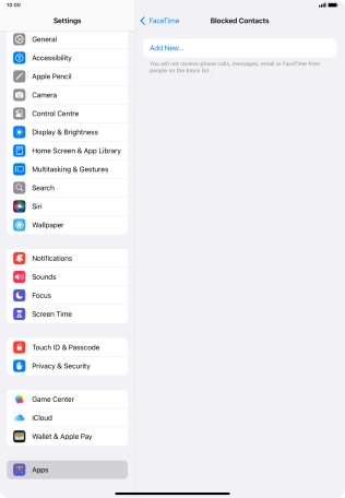 Press Add New... and follow the instructions on the screen to block a contact.