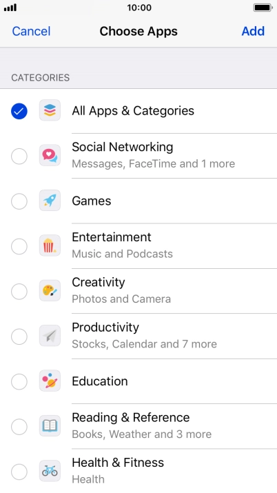 Press the required categories.