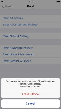 Press Erase iPhone. Wait a moment while the factory default settings are restored. Follow the instructions on the screen to set up your phone and prepare it for use.