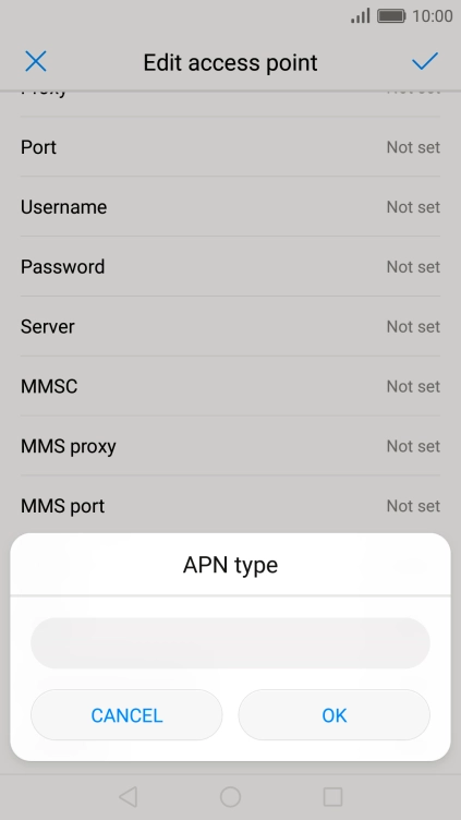 Key in default and press OK.
