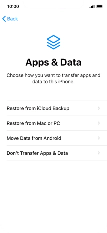 Press Don't Transfer Apps & Data and follow the instructions on the screen to finish the activation.