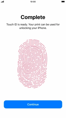 Press Continue. If you haven't previously selected a phone lock code, key in a code of your own choice twice.