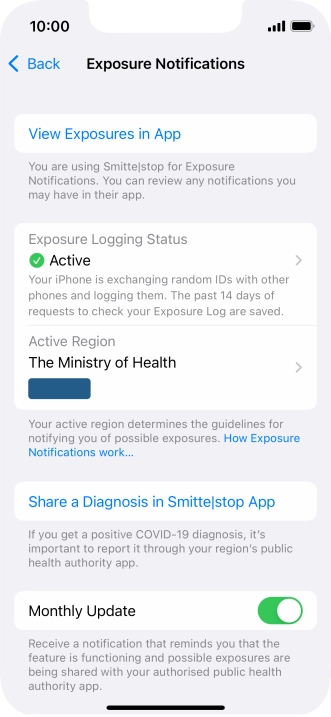 Press Exposure Logging Status.