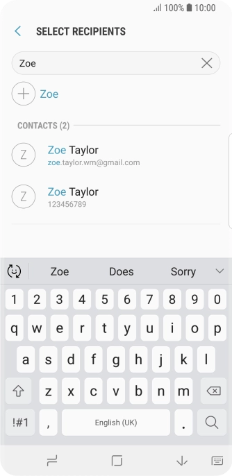 Press the required contact.