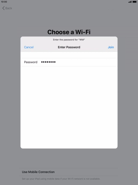 Key in the password for the Wi-Fi network and press Join. Key in the password for the Wi-Fi network and press Join.