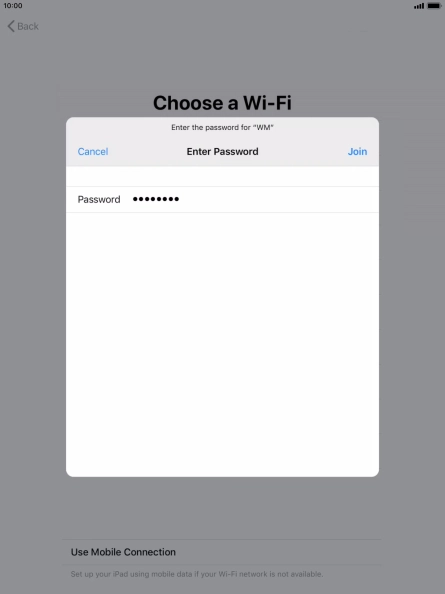 Key in the password for the Wi-Fi network and press Join. Key in the password for the Wi-Fi network and press Join.