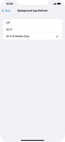 To turn off background refresh of apps, press Off.