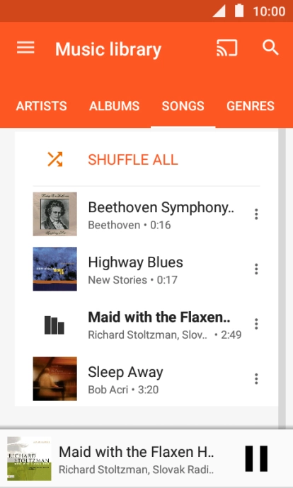 Press the song title.